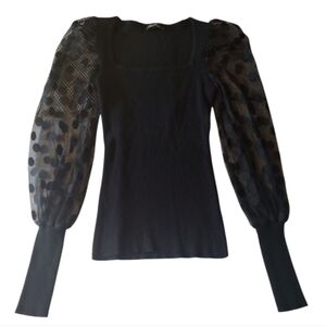 OnTwelth Women's Size XS Long Sleeve Square Neckline Top Black